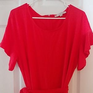 LOFT Dresses - Red ruffle sleeve and bottom dress LOFT Dresses - Red ruffle sleeve and bottom dress